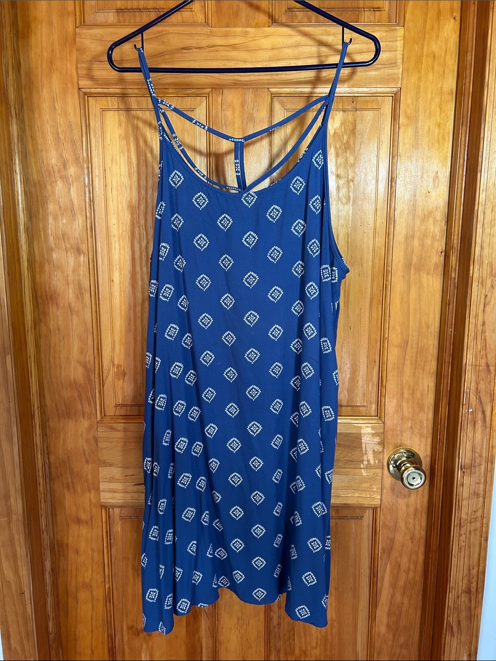 SO Blue Printed Strappy Mini Dress